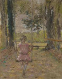 VUILLARD Edouard 1868-1940,Lulu, sur la balançoire dans le parc,1932,Christie's GB 2018-03-23