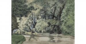 VULLIAMY Edward 1876-1962,Old Willows on the Upper River,1942,Mallams GB 2021-03-10