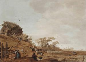 VYNCK Jan Harmensz,A dune landscape with a herdsman and goats near a ,Christie's 2013-11-20