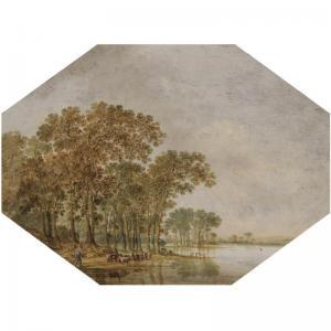 VYNCK Jan Harmensz 1617-1650,A WOODED RIVER LANDSCAPE WITH A SHEPHERD DRIVING H,Sotheby's 2008-05-07