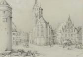 WÄCHTER Eberhard,A view of Stuttgart with the tower of the Alte Sch,1842,Christie's 2007-04-04