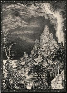 WöHLER Hermann,Küstenlandschaft mit Vulkanausbruch,Galerie Bassenge DE 2023-12-01