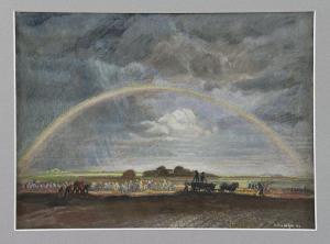 WöHLK Nikolaus,Weite Landschaft mit Erntearbeitern und Pferdefuhr,1944,Eva Aldag 2014-09-13