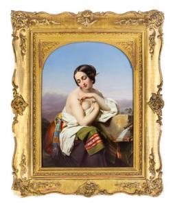 WÜSTLICH Otto 1819-1886,Neapolitan maiden with one bared breast catching a,Hindman US 2017-01-24