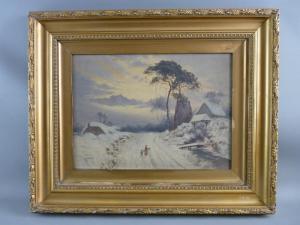 W EMERY,snow scene with figures on a track,Rogers Jones & Co GB 2018-01-30