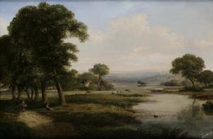 W.H. WILLIAMS,River landscape with cattle grazing in foreground,Adams IE 2007-03-14