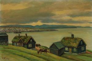 WAAGSTEIN Joen 1879-1949,View towards Thorshavn, Faroe Islands,1947,Bruun Rasmussen DK 2022-03-01