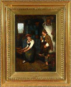 WACHSMUTH Maximilian 1859-1912,Bauernstube mit jungem Paar,Allgauer DE 2023-01-13