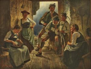 WACHSMUTH Maximilian 1859-1912,Woman playing a zither in the alpine hut,Neumeister DE 2022-09-28