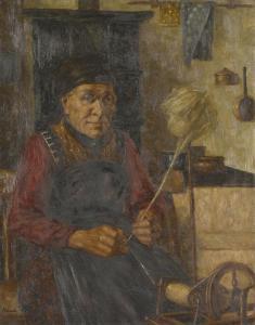 WACHTER Albert 1800-1900,Bäuerin am Spinnrad,Dobiaschofsky CH 2012-05-12