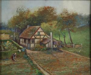 WACKER ELSEN Hans 1868-1958,Fachwerkhaus mit Bäuerin,Twents Veilinghuis NL 2021-01-07