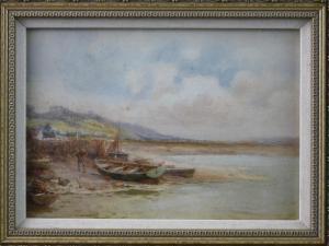 WADHAM W.JOSEPH,Harbour scene with beached boats and figures near ,1937,Rogers Jones & Co 2017-01-31
