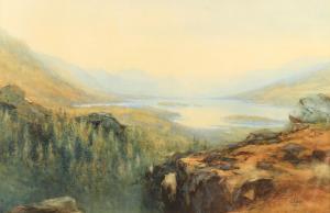 WADHAM William Joseph,Extensive landscape view- lakes between mountain v,1901,Dreweatts 2021-12-09