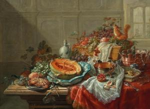 WAERDIGH Dominicus Gottfried 1700-1789,Porcelain, silver objects, fruit and s,1777,Palais Dorotheum 2020-06-09