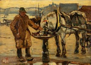 WAGEMANS Maurice 1877-1927,Harbour Scene with Workhorse and D,1905,Hartleys Auctioneers and Valuers 2021-12-01