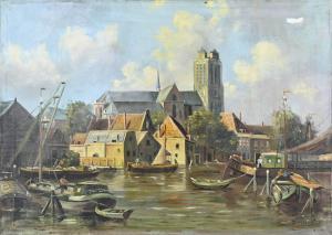 WAGEMANS Pieter Johannes Al 1879-1955,Dutch harbor view,Twents Veilinghuis NL 2023-01-12