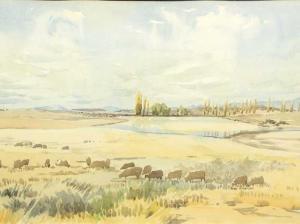 WAGENAAR Anne,Dam Landscape with Sheep,5th Avenue Auctioneers ZA 2016-06-05