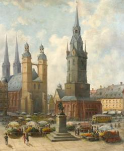 WAGENFUHR Georg 1871,Blick auf den Marktplatz von Halle,DAWO Auktionen DE 2011-09-21