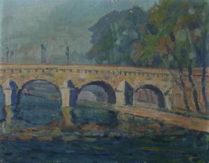 WAGN CARL 1900-1900,BRIDGE IN MORNING MIST,Sloans & Kenyon US 2010-07-28