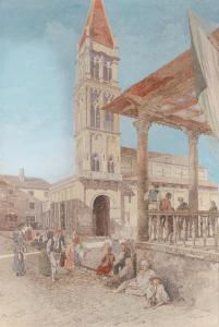 WAGNER Adolf 1844-1918,A market place in Traù  near Split,1906,Palais Dorotheum AT 2014-04-28