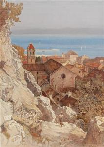 WAGNER Adolf,A view across the roofs of Almissa (today Omis) in,Palais Dorotheum 2016-09-29