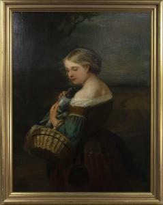WAGNER Carl 1796-1867,PORTRAIT OF A PEASANT GIRL WITH A PIGEON,McTear's GB 2021-08-11