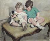 WAGNER Charles 1800-1900,Enfants à la poupée,1923,Osenat FR 2013-07-28