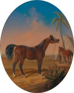 WAGNER Edmund 1830-1859,Cavalli nell’’’’oasi,1830,Palais Dorotheum AT 2009-04-01
