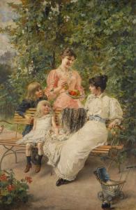 WAGNER Ferdinand I 1819-1881,Damen mit Kindern im Park,1894,Wendl DE 2018-10-25