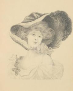 WAGNER Hugh Franck 1870,LADY IN PLUMED HAT,1908,Sloans & Kenyon US 2016-04-30