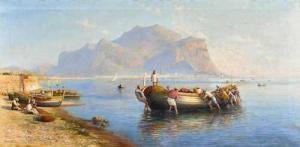 WAGNER Jakob 1861-1915,Fishermen near Palermo,1893,Galerie Koller CH 2020-06-19