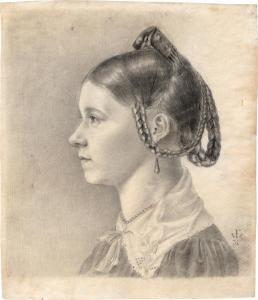 WAGNER Johann Friedrich 1801-1850,Profilbildnis einer jungen Frau mit hochges,1831,Galerie Bassenge 2022-06-03
