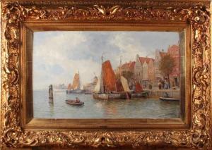 WAGNER Karl 1856-1921,Harbor scene with many figures and boats,Twents Veilinghuis NL 2016-01-09