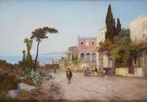 WAGNER Karl 1839-1923,Paese sulla costa,Galleria Pananti Casa d'Aste IT 2022-06-23