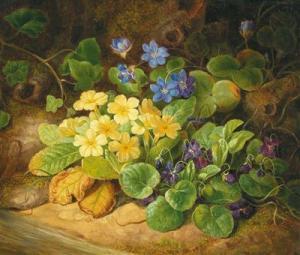WAGNER Marie,Primroses, Liverwort and Violets on a Forest Floor,1838,Palais Dorotheum 2018-06-19