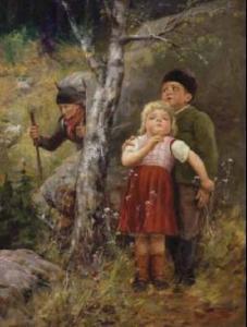 WAGNER Paul 1842,Zwei Kinder im Wald ängstigen sich vor einer alten,Hugo Ruef DE 2007-07-04
