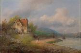 WAGNER Wilhelm George 1814-1855,Haus am Flussufer,1854,Galerie Koller CH 2014-09-17