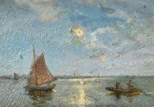 WAHLBERG Alfred 1834-1906,fishing boats under moonlight,John Nicholson GB 2024-01-24