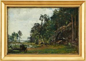 WAHLBERG Alfred 1834-1906,Skogsparti vid vattendrag,Uppsala Auction SE 2023-08-15
