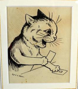 WAIN Louis William 1860-1939,cat holding cards,Ewbank Auctions GB 2014-02-26