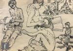 WAINWRIGHT Albert,A sketch depicting youths reading,Fieldings Auctioneers Limited 2023-01-12