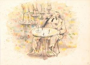 WAINWRIGHT Albert,Gentleman sitting at a cafe table,Fieldings Auctioneers Limited 2017-05-20