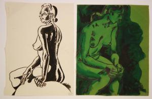 WAINWRIGHT Albert 1898-1943,Seated female nude in green,Fieldings Auctioneers Limited GB 2018-11-10