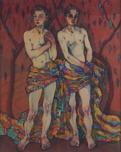WAINWRIGHT Albert,Two boys with drapes tied around them,Bellmans Fine Art Auctioneers 2023-08-07
