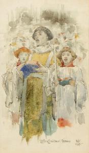 WAINWRIGHT William John 1855-1931,THE CHRISTMAS HYMN,1885,Mellors & Kirk GB 2014-11-26