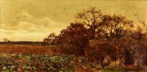 WAITE Edward Wilkins 1854-1924,Hunt in Pursuit across the fields in an Autumnal L,Halls 2024-02-07