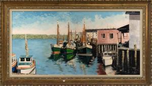 WAITE Ruth,Fishing boats at a pier, likely the North Shore of,20th Century,Eldred's US 2018-02-17