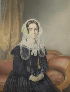 WAITE W.W.,Portrait of a seated lady wearing a lace bonnet and collar,19th,Gorringes GB 2024-01-08