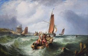 WAKE John Cheltenham,Coastal scene with various boats and sailing vesse,1867,Peter Wilson 2017-04-26