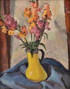 WAKELIN Roland Shakespeare 1887-1971,Flowers in Yellow Vase,1936,Leonard Joel AU 2015-03-24